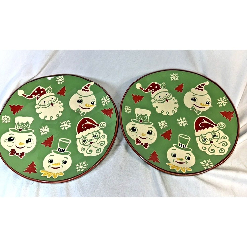 Eli & Ana Retro Christmas Vintage Vibes Green 8.5" Plate Santa's Cookie Plate